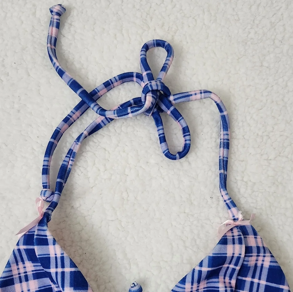 New!Frankie's bikinis  X Gigi‎ Hadid Phillipa Bikini Top in Plaid